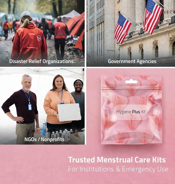 Hygiene Plus Period Kit with Disposable Underwear (Medium) – Menstrual Kit with Tampon, Pad & Pantyliner – Feminine Hygiene Kit for Girls, Teens & Women (Pink Shells)
