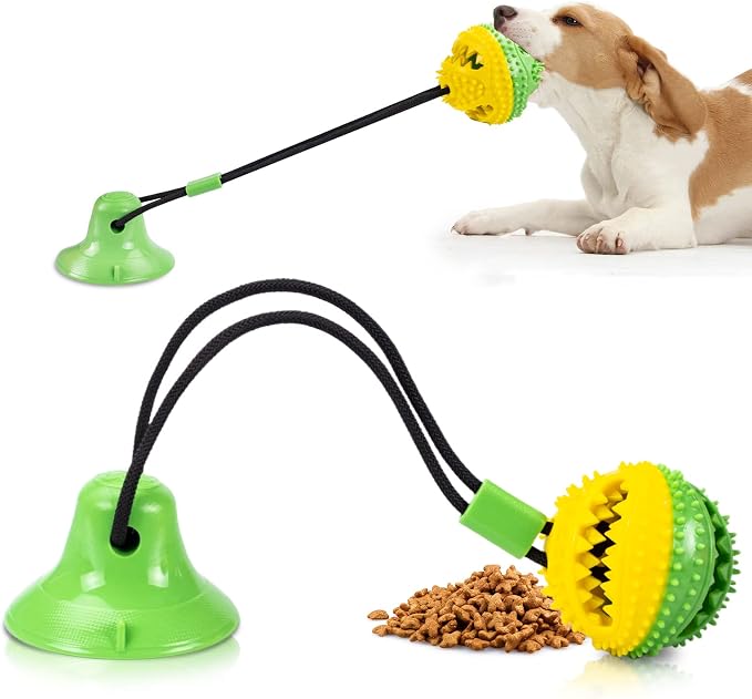 Askhald Dog Toys, Dog Chew Toys for Aggressive chewers, Puppy Training Treats Teething Rope Toys for Boredom, Puzzle Treat Food Dispensing Ball for Puppies Teething Small Dogs (Green)