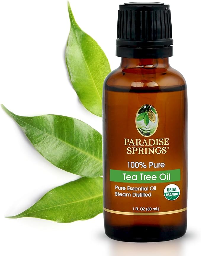 Paradise Springs Organic Tea Tree Essential Oil 1 fl oz (30ml) | 100% Pure & Natural Tea Tree Oil for Aromatherapy, Diffusers, Humidifiers, Massage, Skin & Hair Care