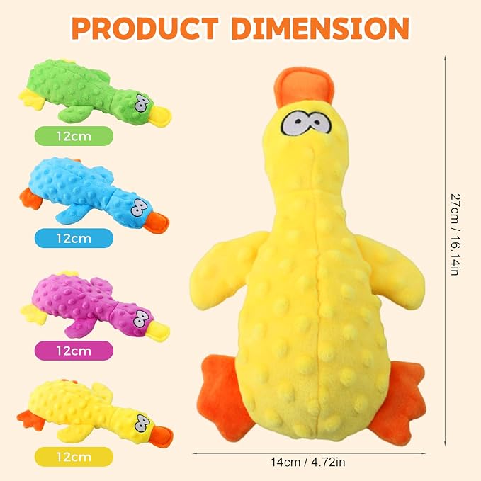 Indestructible Dog Toy for Aggressive Chewers, Durable Stuffed Squeaky Dog Toys for Small Medium Large Dogs, Interactive Chew Teething Puppy Toy for Indoor Outdoor Play (Yellow)