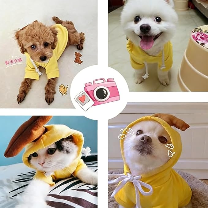 Dog Hoodie Warm Autumn Winter Pet Sweatshirt Yellow Banana Shape, M | Cute styling Pet Clothing Coat For 2-25 Lbs Small Medium Dog Cat French Bulldog Chihuahua Pug Boston Terrier Poodle Dachshund