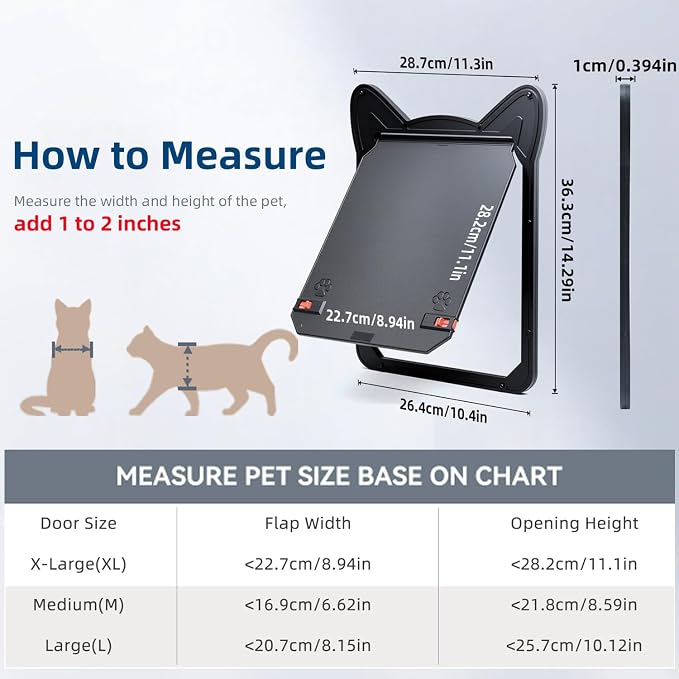 AuraSphere Pet Screen Door Magnetic Lock for Small Dogs and Cats | Size XL (11.1x8.94in). For Screen Doors. Easy DIY Install. Durable, Scratch-Resistant. Safety Latch for Pets.