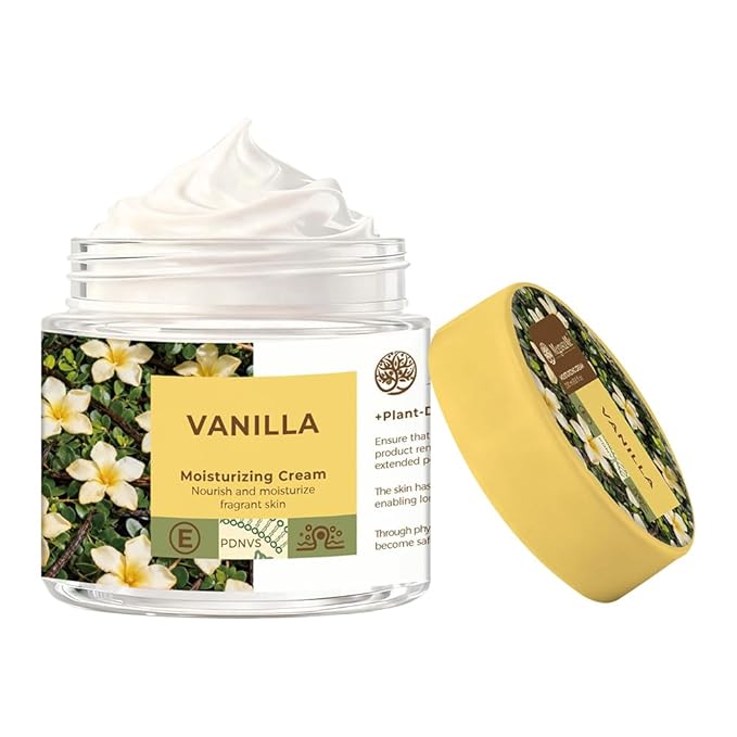 Vanilla Moisturizing Cream - 200ml Plant-Derived Nanovesicles Face & Body Lotion with Shea Butter & Vitamin E, Hydrating Moisturizer for Dry & Sensitive Skin, Body Cream with Vanilla Scent
