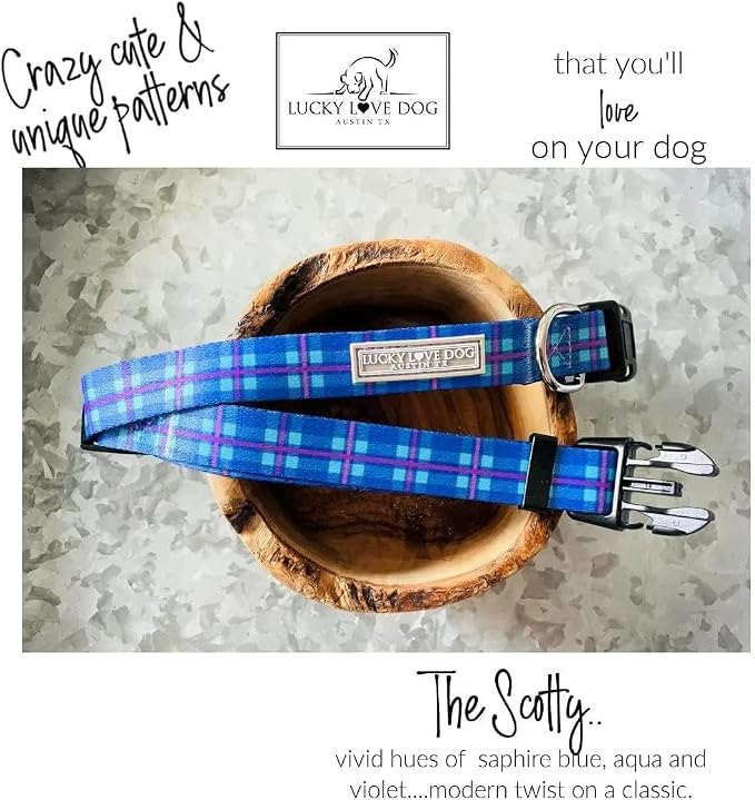 Lucky Love Dog Martingale Collar & Leash Set No Slip Cute – Scotty, Medium