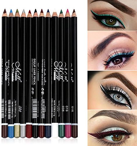 DC-BEAUTIFUL 12Pcs Lot Set 12 Colors Waterproof Eyeliner Pencil Set with Pencil Sharpener