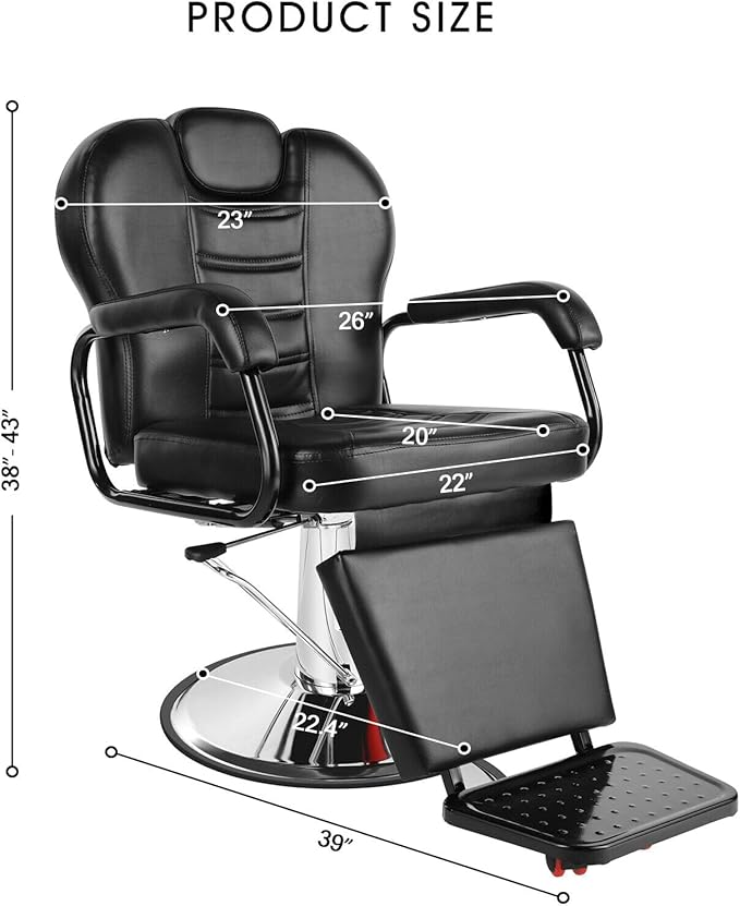 Artist hand Barber Chair Reclining Salon Chairs for Hair Stylist Heavy Duty Hydraulic Salon Shampoo Chair with Headrest and Footrest, 360 Degree Swivel, Spa Beauty Equipment