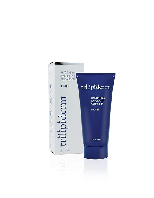 Trilipiderm Hydrating Exfoliant Cleanser – 3-in-1 Face Cleanser, Scrub & Hydrator, Fragrance-Free, Daily Facial Cleanser, Travel Size 3 Ounce Tube