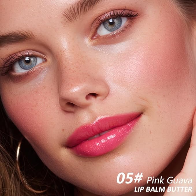 Summer Butter Lip Balm Lip Gloss, Ultra-Hydrating Natural Vegan Lip Balm, Sheer-Tinted Shine & Hydration, Soothes & Softens Dry Lips Skincare, Bálsamo labial hidratante #5 Pink Guava