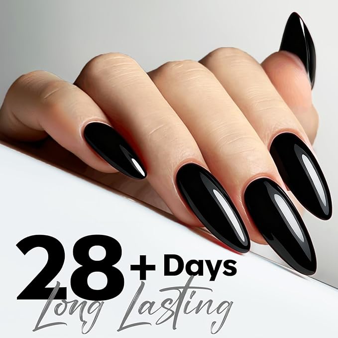modelones Gel Nail Polish Black Gel Polish Black Nail Polish Soak Off No Peel Thickening Nail Art Manicure for Girl 15 ML