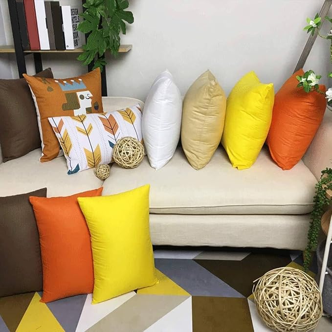 Thmyo 4-Pack 100% Cotton Comfortable Solid Decorative Throw Pillow Case Square Cushion Cover Pillowcase Sublimation Blank Pillow Covers DIY Throw Pillowcase for Sofa Bedroom(22x22 inch/ 55x55cm,Khaki)