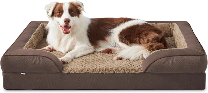 Orthopedic Dog Bed for Large Dogs, Washable Waterproof, Egg-Crate Foam Dog Couch Bed with Washable Removable Cover, Waterproof Lining and Nonskid Bottom