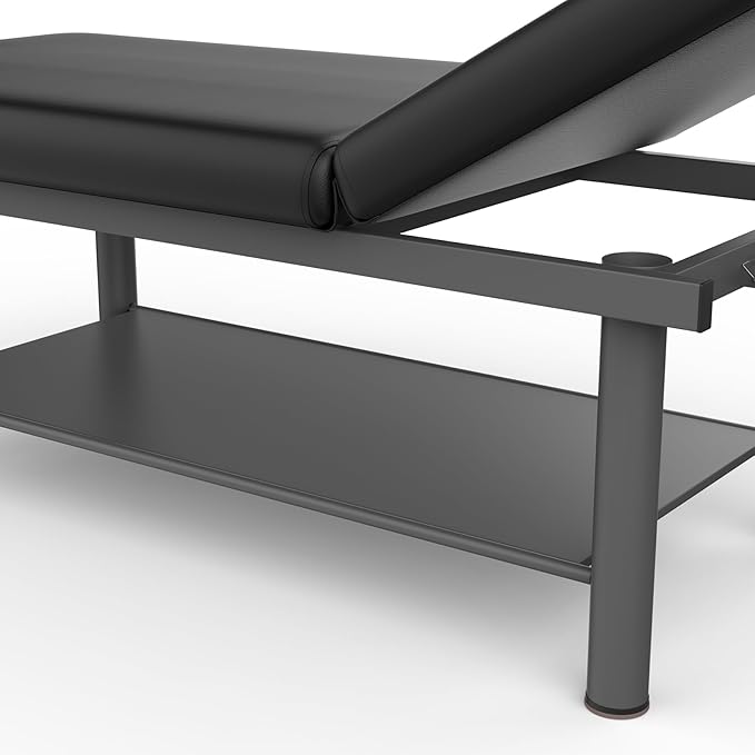 Heavy Duty Professional Stationary Massage Bed with Backrest - Wide Massage Table for Treatment, Physical Therapy, Spa & Facial Bed - Metal Frame, PU Leather (Segmented Structure)