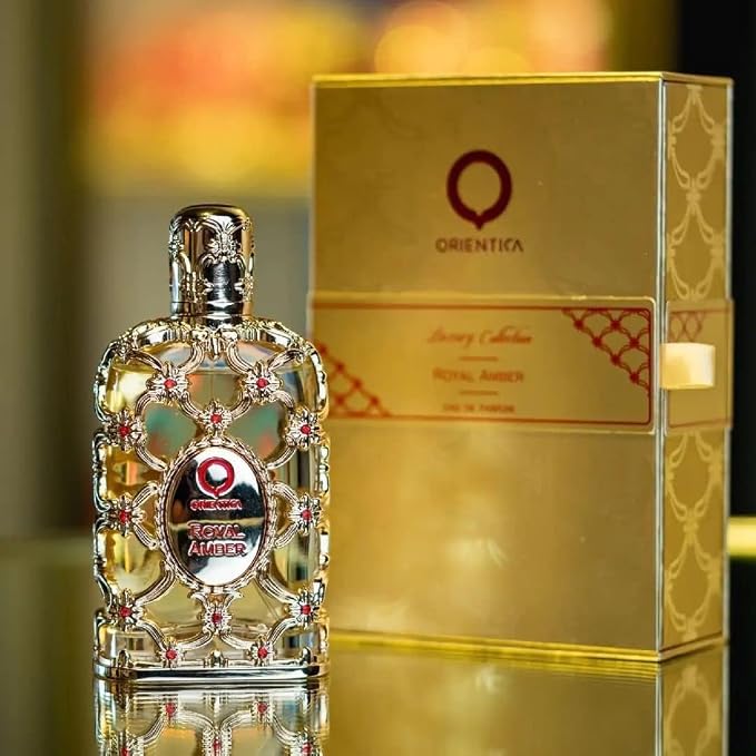 Orientica Luxury Collection Royal Amber Eau De Parfum 0.25 Fl Oz / 7.5ml Mini Splash - Fruity, Gourmand, Amber, Woody, Vanilla, Bergamot, Melon, Pineapple, Musk - Arabic Perfume for Men & Women