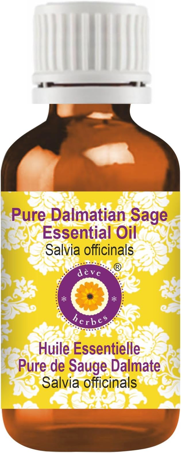 Deve Herbes Pure Dalmatian Sage Essential Oil (Salvia officinals) Steam Distilled 10ml (0.33 oz)
