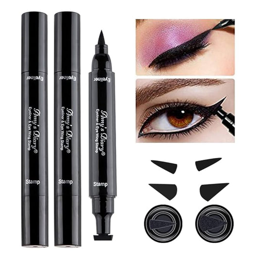 AMY'S DIARY Eyeliner Stamp 2 Pens Winged Stamp Eyeliner, Perfect Wing Cat Eye Stencil Stamp for All Eye Shapes, Winged Eyeliner Stamp, Perfect Wing Cat Eye Liner, Waterproof & Smudge-proof