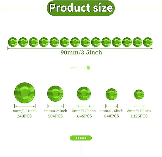 3555pcs Self Adhesive Face Gems for Makeup, Festival Jewels, Hair Gems, Rhinestone Stickers for Face, Eye, Makeup, Nail, Body, Crafts 5sheets (green-3/4/5/6/8mm)