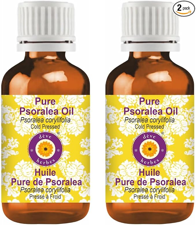 Deve Herbes Pure Psoralea Oil (Psoralea corylifolia) Cold Pressed (Pack of Two) 100ml X 2 (6.76 oz)