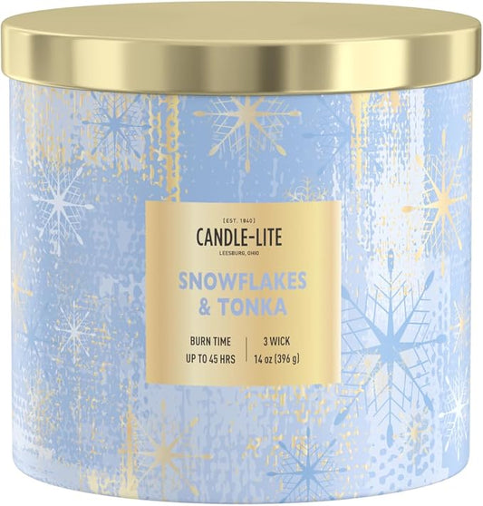 Candle-lite Holiday Scented Candles, Almond Blossom with Cashmere Woods, 14 oz 3-Wick Jar Candle, Proudly Poured in USA, Christmas Home Decor, 45 Hours of Burn Time, Holiday Gift for Men and Women