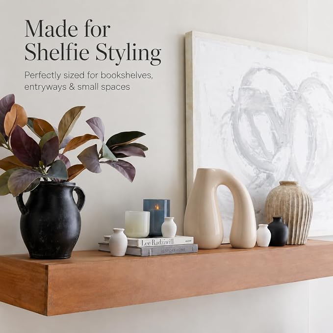 Cream White Ceramic Vase for Pampas, Boho Shelf & Table Decor | Holds Dried Stems and Faux Florals - Sculptural Accent for Mantel, Console and Entryway