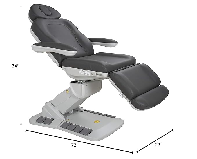 Silver Fox - Facial Chair for Esthetician, Electric Spa Treatment Chair with 4 Motors, Professional Beauty Bed, Adjustable Salon Treatment Table with 240° Rotation - 2246EB, Gray