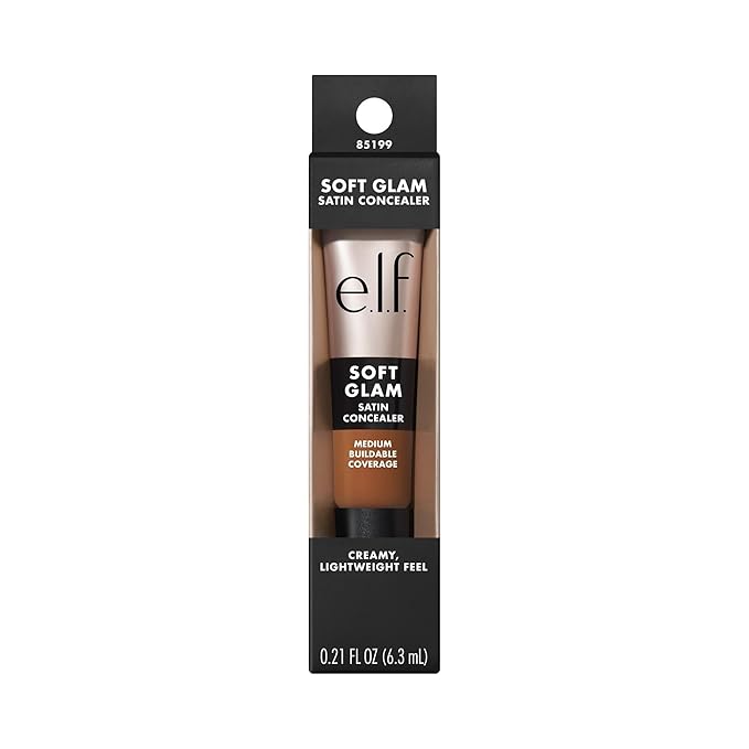 e.l.f. Soft Glam Satin Concealer, Medium Coverage For Blemishes & Under-Eye, Crease-Resistant, Long Lasting, Vegan & Cruelty-Free, 50 Deep Warm