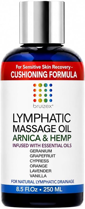 Bruizex Lymphatic Drainage Massage Oil with Arnica & Hemp Seed Oil for After Care Routine & Lymphatic Drainage Massager, Liposuction, 360 Lipo, BBL, Tummy Tuck Procedure, Calming Formula - 8.5 Oz