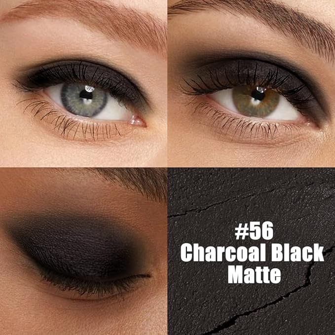 evpct Black Matte Cream Eye Shadow Sticks Brightener Pencils for Women, Long Lasting Silky Eyeshadow Applicator Stick Pen Waterproof, Blendable Crease-Proof Stick Eyeshadow Matte Black Eye Makeup 56