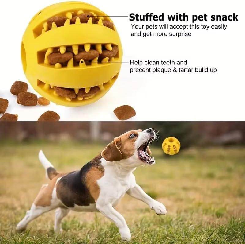 Interactive Pet Toy Balls,Treat Dispensing Ball for Dogs, Dog Balls for Training/Playing/Chewing, Dog Balls for Teeth Cleaning & Massage, Pack of 3 Assorted Colours,3inch/2.5inch/2 inch