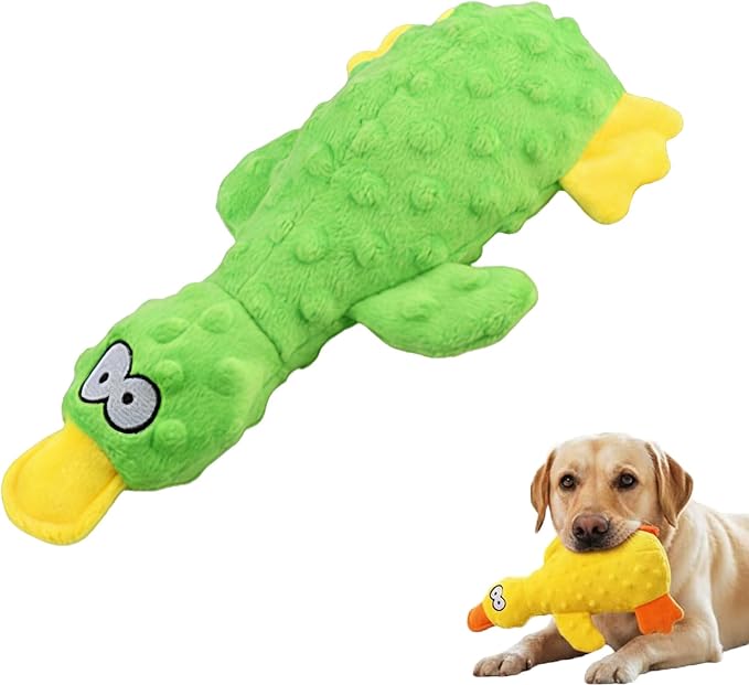 Indestructible Dog Toy for Aggressive Chewers, Durable Stuffed Squeaky Dog Toys for Small Medium Large Dogs, Interactive Chew Teething Puppy Toy for Indoor Outdoor Play (Green)