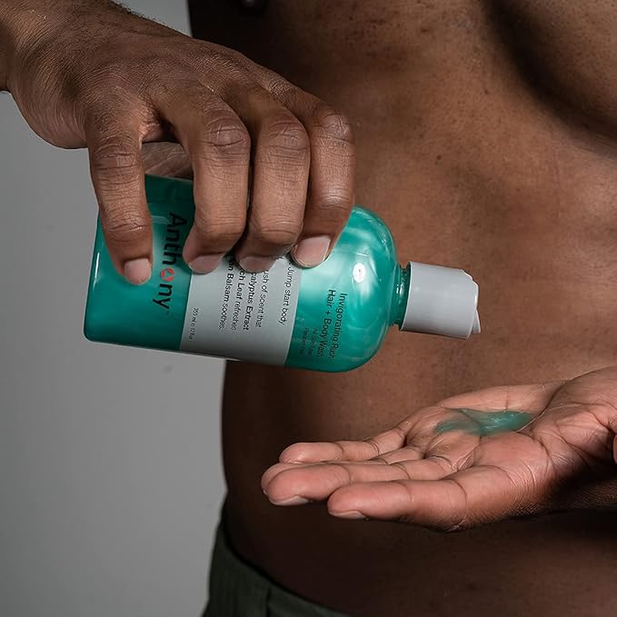 Anthony Algae Facial Cleanser, Facial Scrub, Blue Sea Kelp Body Scrub, Invigorating Rush Hair + Body Wash, 8 Fl Oz, 12 Fl Oz