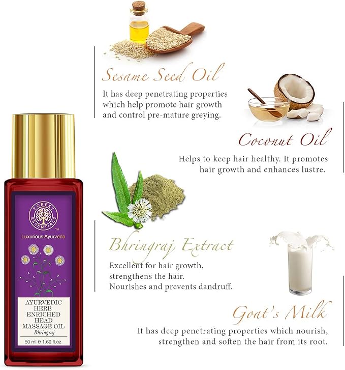 Forest Essentials Ayurvedic Herb Enriched Head Massage Oil, Bhringraj, 50ml