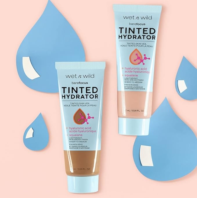 wet n wild Bare Focus Tinted Hydrator Matte Finish, Medium Tan, Oil-Free, Moisturizing Makeup | Hyaluronic Acid | Sheer To Medium Coverage (Pack of 2)
