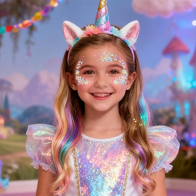 Mysense Carnival White Body Glitter Stick,Face Hair Glitter Gel for Women Kids,Sparkling Mermaid Sequins Chunky Glitter Face Paint Makeup,Singer Concert Outfit Festival Rave Accessories
