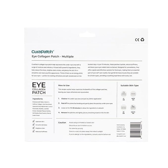 Eye Collagen Patch - 28 Pairs (2.5"x1.5") | Radiance Collagen, Eye Area Hydration, 15min | Hydrates Skin, Brightens Skin, Smooths Wrinkles & Reduces Puffiness (Gold)