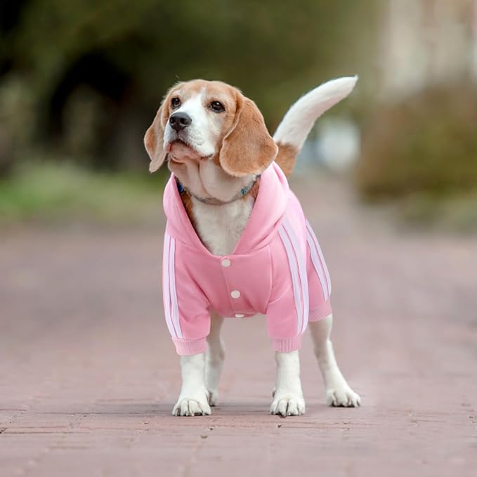 Dog Hoodie Security Clothes 4 Legs Jumpsuit Sweatshirt Hoodies Soft & Warm Dog Outfit Pullover Dog Winter Clothes Sweater for Small Medium Large Dogs Cats (Pink, Large)