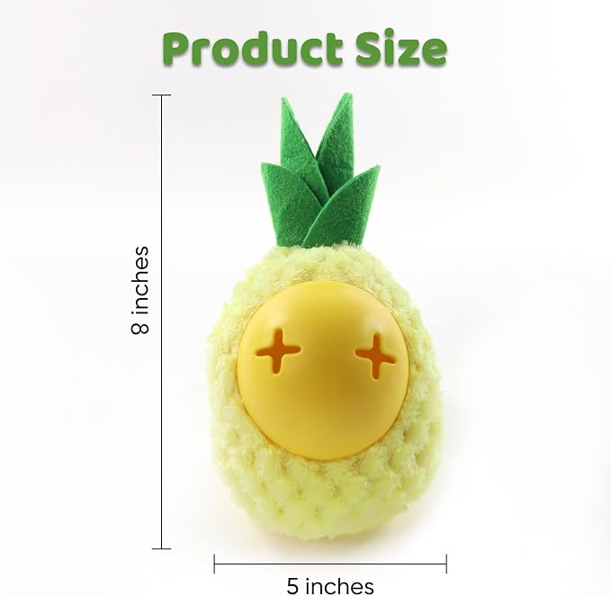 Pineapple Dog Squeaky Treat Dispensing Toy, 8" Chew Toy