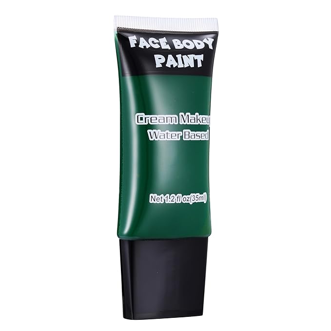 CCbeauty Green Face Paint, Cream Face Painting Kit, Professional Water Based Body Paint, Full Coverage Foundation Makeup, Halloween SFX Makeup For Gamora Witch Frankenstein Grinch Monster Orcs Costume