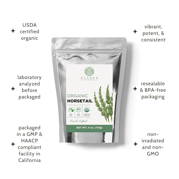 Organic Horsetail Herb 4 oz. (113g), USDA Certified Organic Cola de Caballo Hierba, Horse Tail Plant Tea, Shave Grass Loose Leaf for Hair Growth, Cut & Sifted
