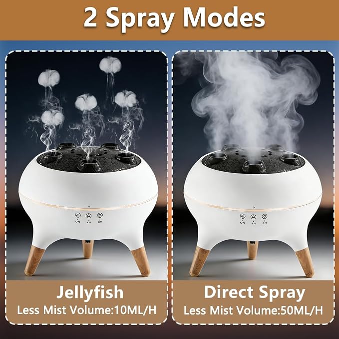 Essential Oil Diffuser Jellyfish 250ML, Humidifier Aroma Diffuser with Remote, Mist Dancing with Music Aromatherapy, Jellyfish Humidifier with 7 Color Lights for Home Bedroom Office Hotel(White)
