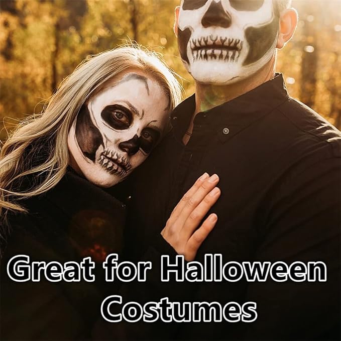 Go Ho Black and White Face Body Paint(4 oz) for Halloween Makeup,Cream Water Based White Black Vampire Skeleton Clown Face Painting for Adults Children SFX Makeup Cosplay Costumes