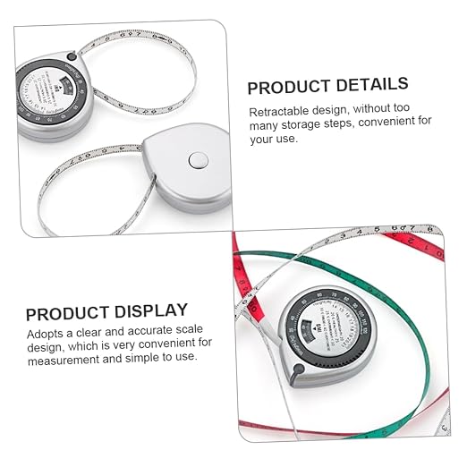 NOLITOY 1.5m Retractable Bmi Tape Measure PVC Abs Body Measuring Tool Waist Circumference Calculator Compact Design