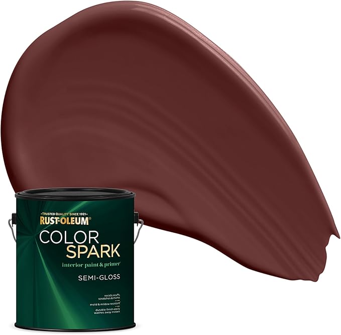 Rust-Oleum Color Spark Interior Paint and Primer in One, Semi-Gloss, Chocolate Cherry, 1 Gallon