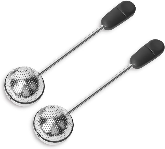 Numola Long Handle Twisting Tea Ball Stainless Steel, 2Pcs | Tea Ball Infuser for Loose Tea, Reusable Loose Leaf Tea Steeper, For Cup and Teapot
