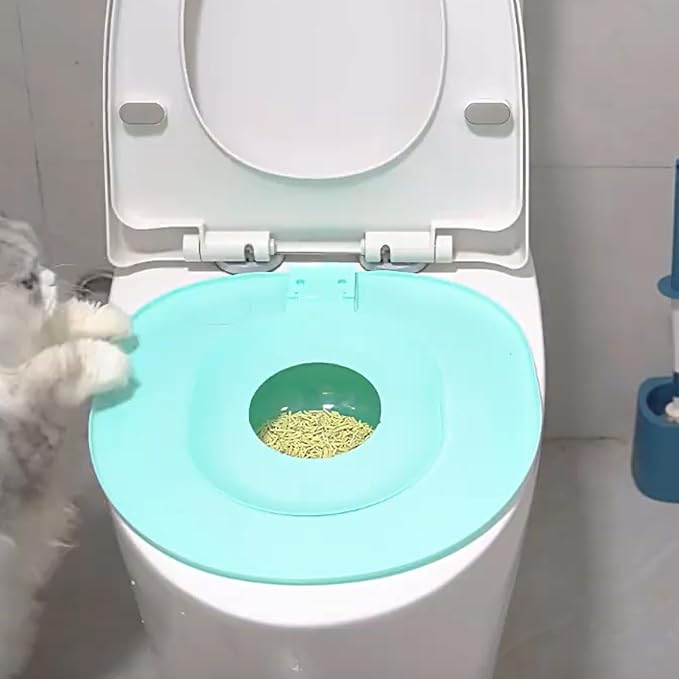 Cat Toilet Trainer - 15.35 Inches PPCat Litter Tray | Suction Cup Fixation Pad,| Bathroom Training Tool | for Kitten, Adult Feline, Home Hygiene, Waste Reduction, and Daily Pet Use