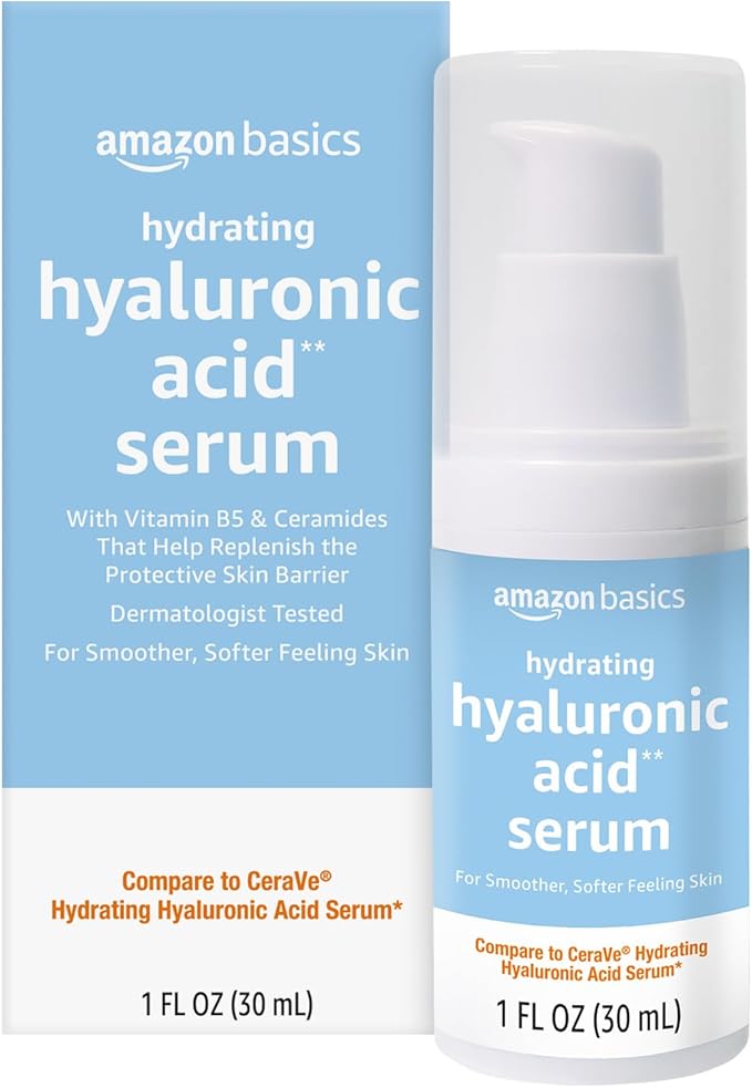 Amazon Basics Hydrating Hyaluronic Acid Serum with Essential Ceramides and Vitamin B, 1 Fluid Ounce