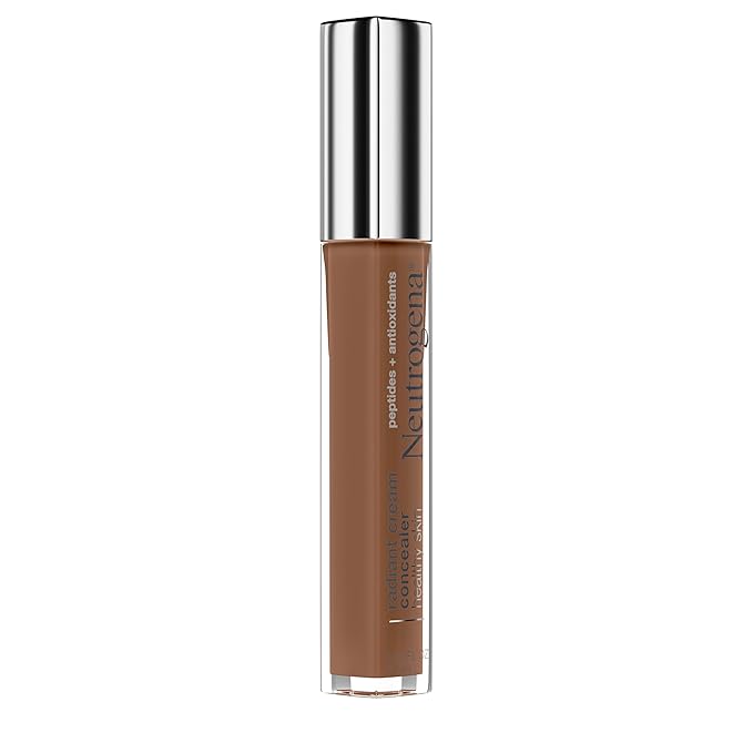 Neutrogena Healthy Skin Radiant Brightening Cream with Peptides & Vitamin E Antioxidant, Lightweight Perfecting Concealer Cream, Non-Comedogenic, Java Deep 02 with neutral undertones, 0.24 oz