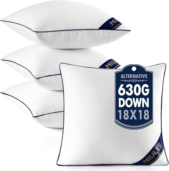 MIULEE 18x18 Pillow Inserts 4 Pack, Premium Down Alternative Throw Pillows | Alternative Square Decorative Pillow Stuffer for Sofa, Couch (22x22 inch, Set of 4)