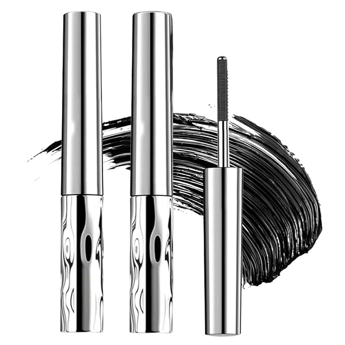 Zkyo Iron Wand Mascara, Waterproof Metal Mascara Wand,Liquid Lash Extensions Effect, Waterproof & Long-Lasting, No Flaking, No Clumping, 3D Curling Eyelash(Black)(2 PC)
