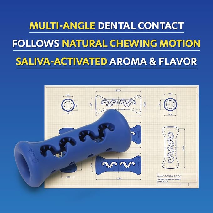 SuperPaw Dog Dental Chews (Blueberry, M) & Chew Holder (M) Bundle Kit