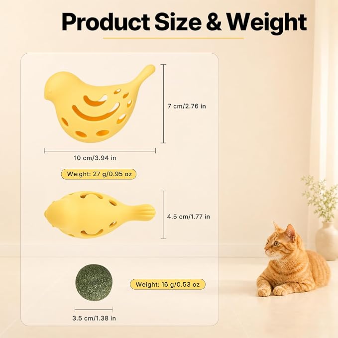 Cat Treat Puzzle Toy, Cat Puzzle Feeder with Refillable Catnip Ball